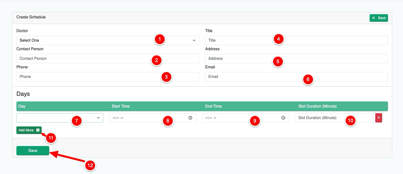 Schedule Create Schedule Create